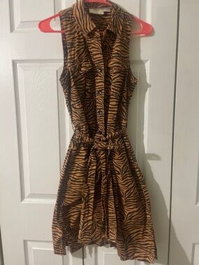 Anthropologie Tiger-Print Sleeveless Shirt Dress - Brown/Black